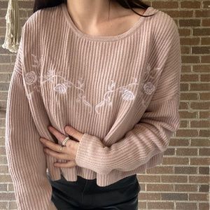 Pink Embroided Rose Sweater | Kendall & Kylie | Size: Women's S
